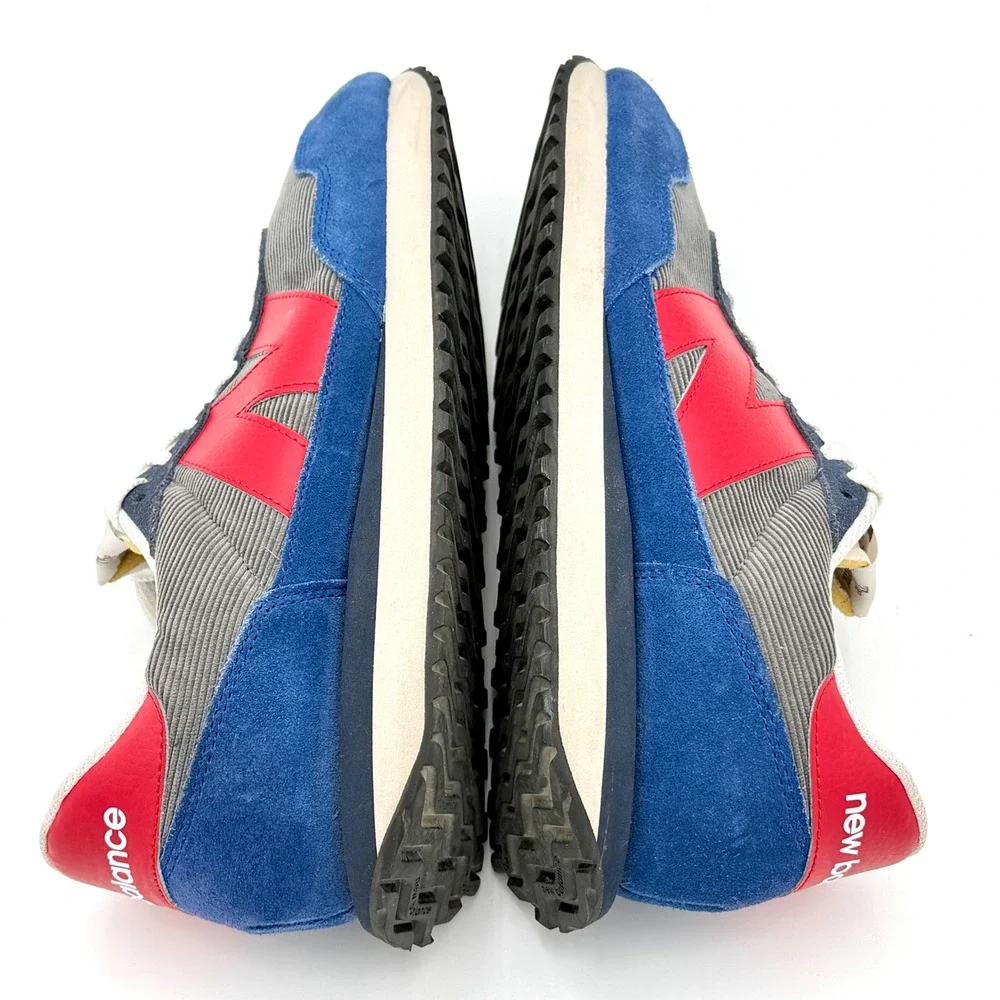 New Balance 237 Corduroy Suede Mens Sneakers Grey Blue Red MS237LE1 Size 10.5